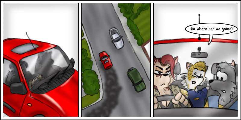 a car speeds away