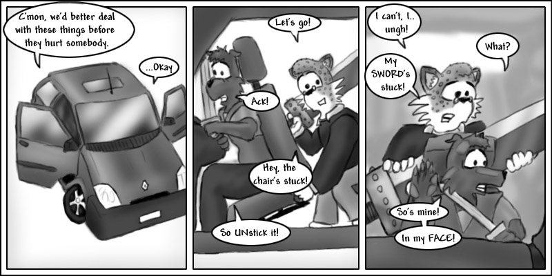 sabe and isegrim are stuck in a car