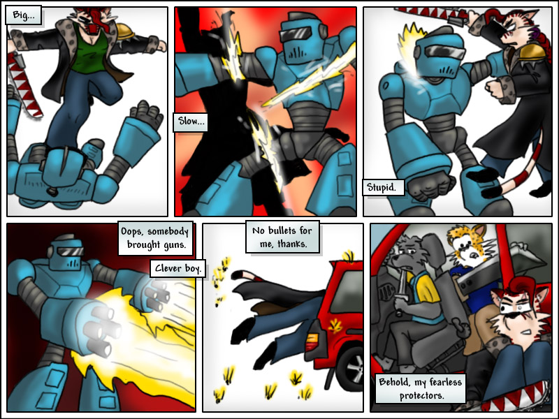 escher fights robots