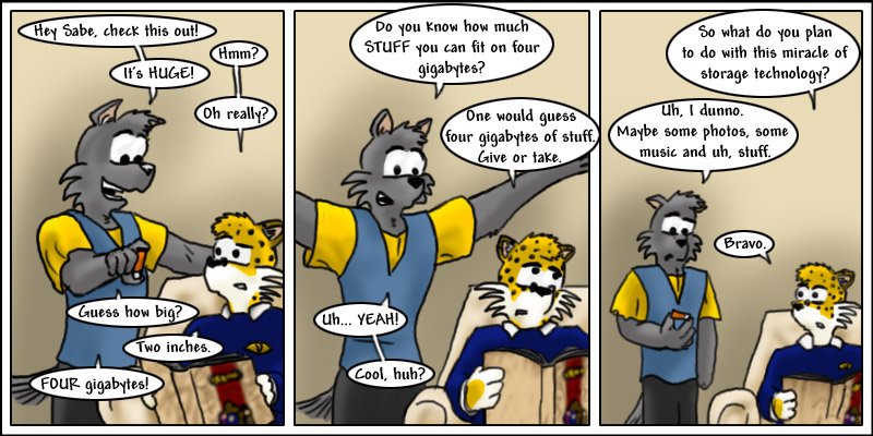isegrim shows sabe his usb storage drive