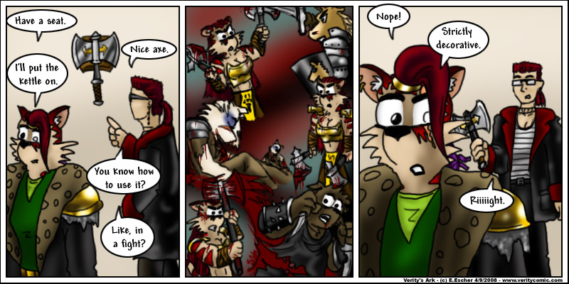 ruby asks escher about her axe collection