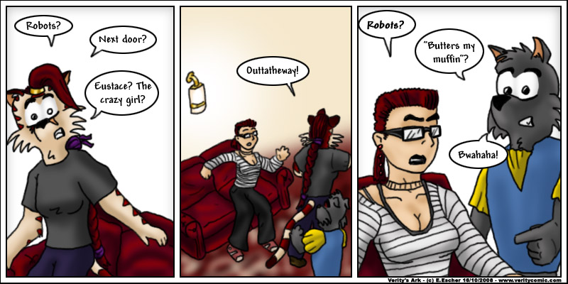 Escher runs out, while Isegrim mocks Ruby