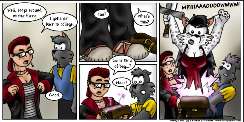 Ruby picks up the magic bag, freeing Mara in the process