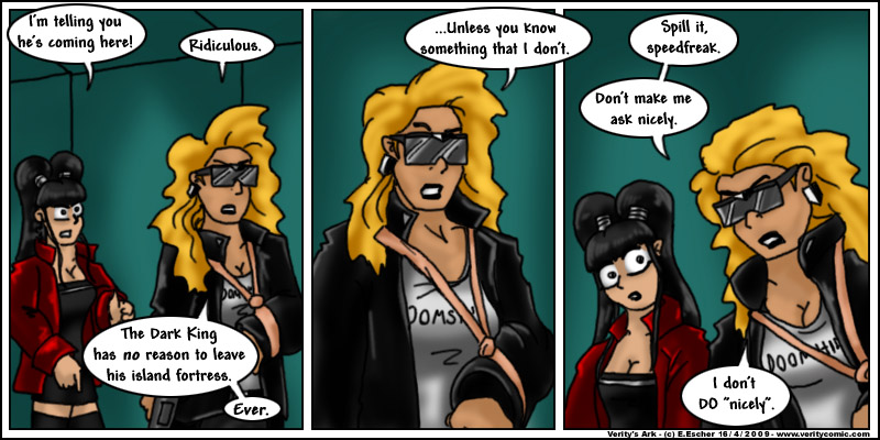 Doomshield and Eustace argue about the Dark King