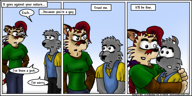 Isegrim apologises, and Escher forgives him