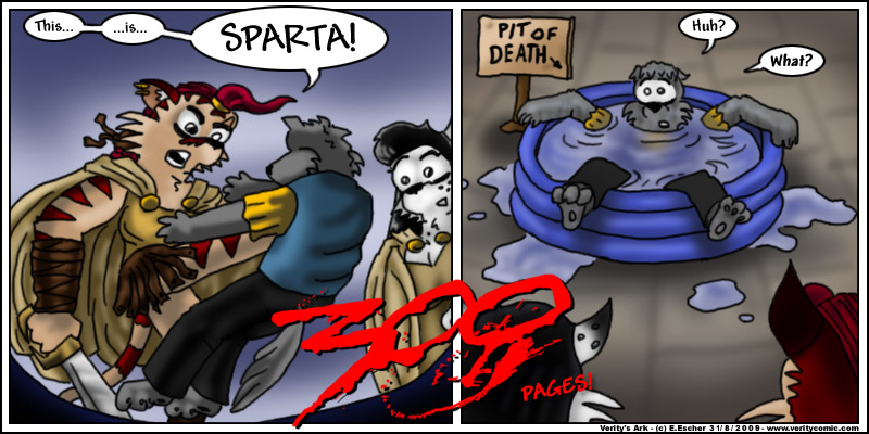 Escher and Isegrim reenact 300s pit of death scene