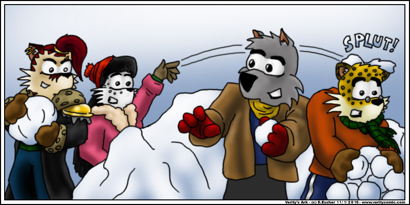 Our heroes take a day off to play in the snow