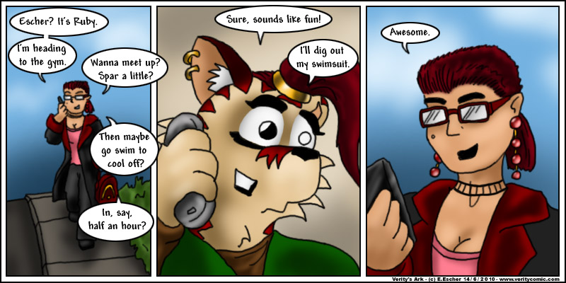 Ruby invites Escher to the gym