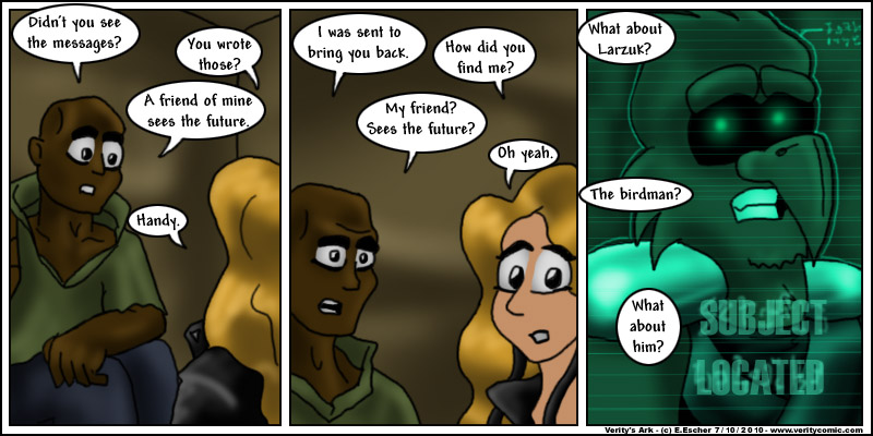 Eustace talks to her mysterious rescuer