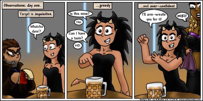 Miki tries to steal a drink