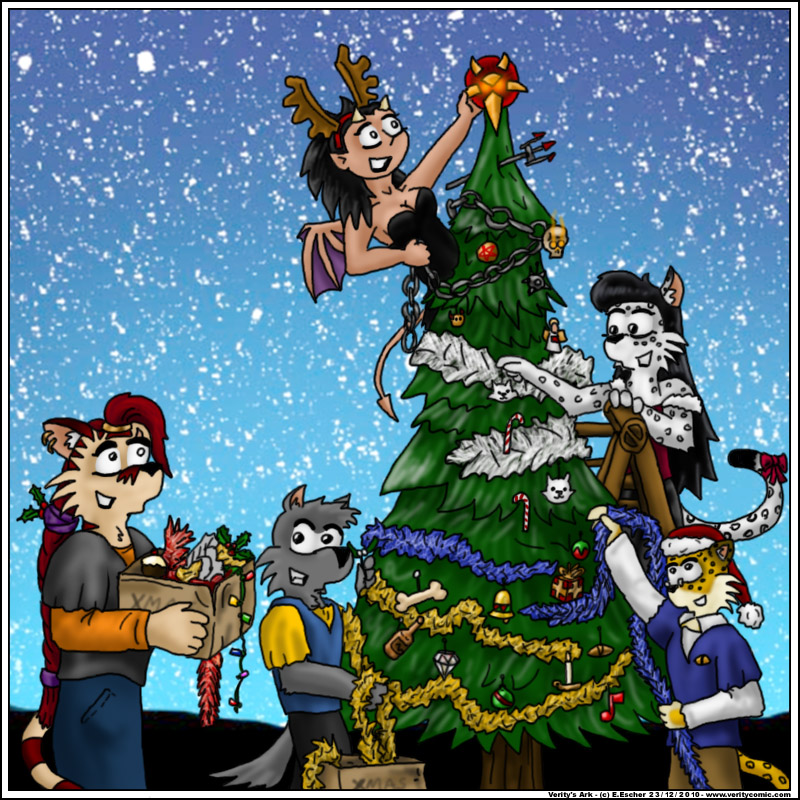 The gang decoration a big tree