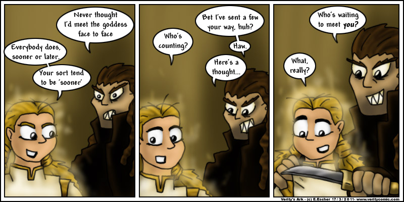 The killer grabs the goddess