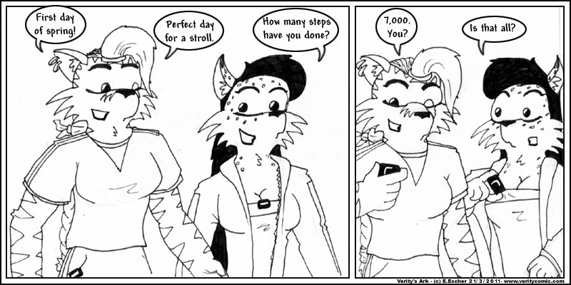 Escher and Mara compare pedometers