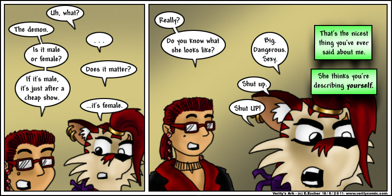 The demon is female, and annoying.