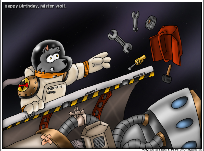 Isegrim wolf carries out repairs in space