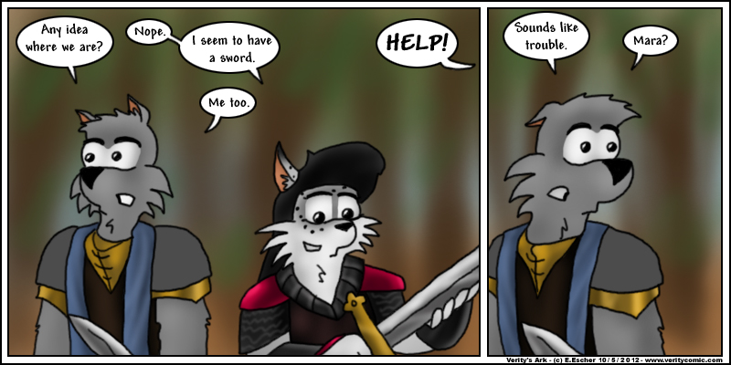 Isegrim and Mara find themselves in a forest
